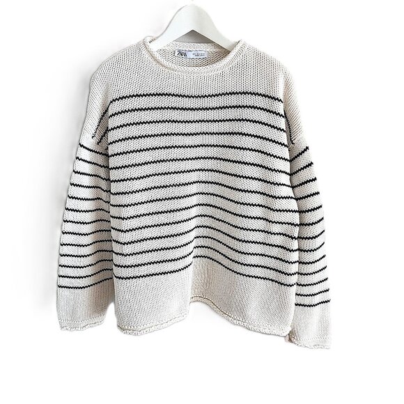 Zara white striped sweater - Picture 1 of 9